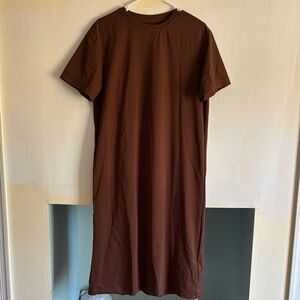 Brown Short Sleeve Dress